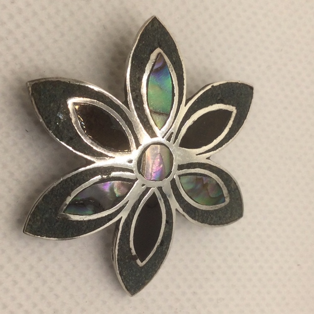TAXCO Abalone & Silver Brooch/Pendant
